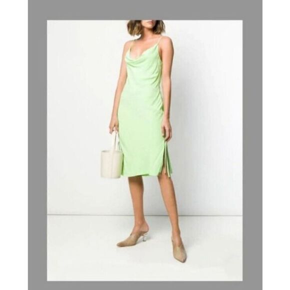 Staud‎ Dress Size 4 Lime Green  Convertible Ruched Mini or Midi Dress - Picture 2 of 14